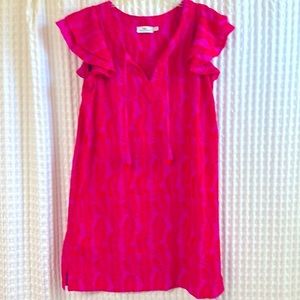Vineyard Vines embroidered palm tunic ruffle sleeve dress